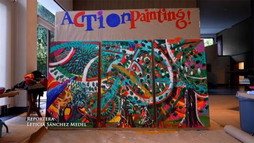 Artistas realizan action painting para celebrar el deporte